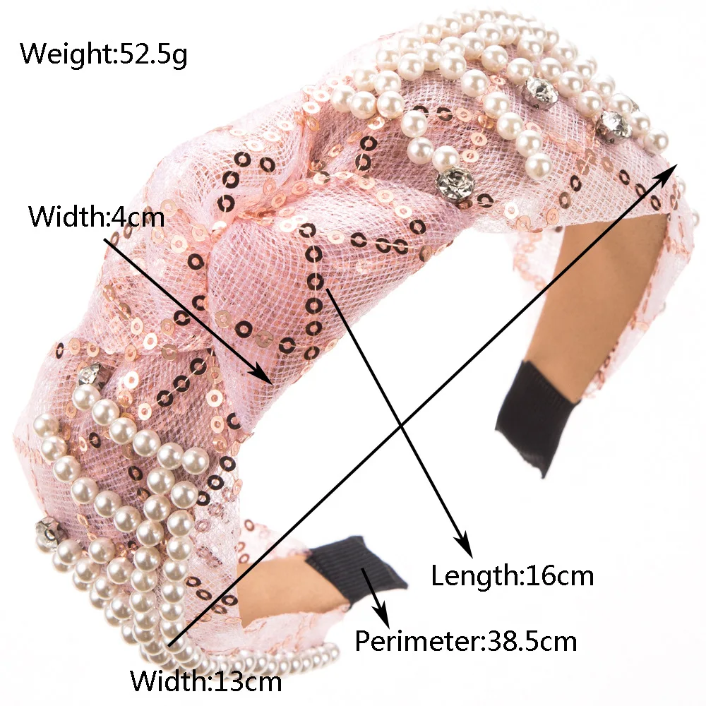 \Korea Wide Brim Temperament Mesh Headband Nail Pearl Rhinestone Fashion Simple Elegant Sweet Hair Accessories