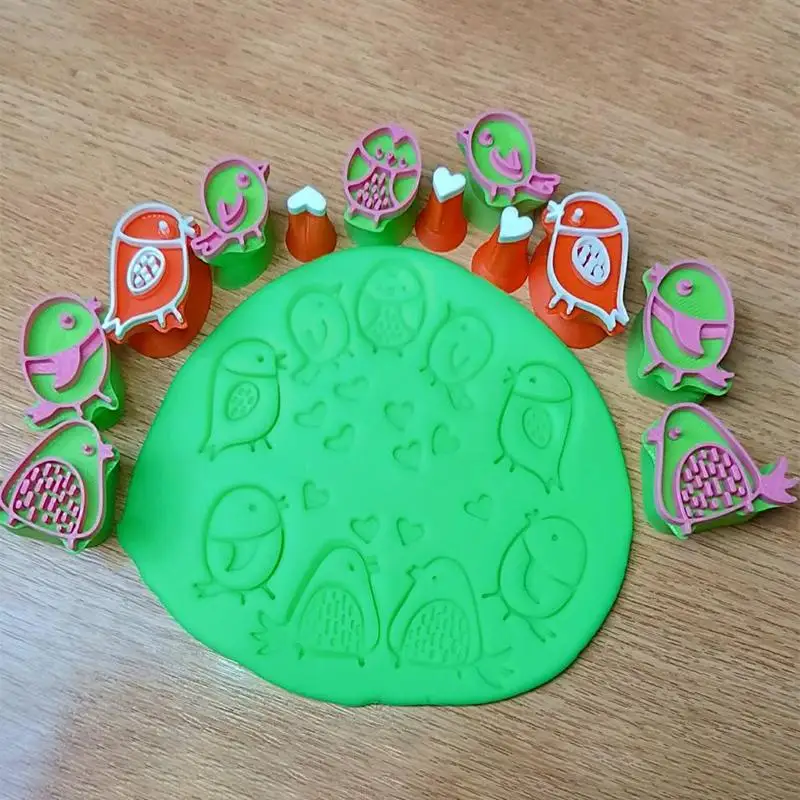 [YU]12pcs Bird Heart Clay Stamps Clay Set For Pottery Scrapbooking Card Making - Compatible With Polymer Clay, Wax, Resin