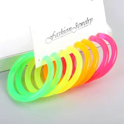 Fashion Neon Acrylic Circle Hoop Earrings for Women 4pair/set Colorful Geometric C-Shape Earring Huggies Statement Jewelry Gifts