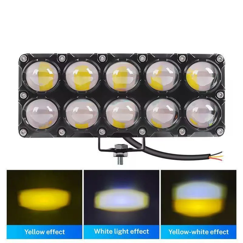 

6/8/10 Lens Motorcycle LED Spotlight Hi/Low Beam Dual Color Fog Lamp for Dirt Bike Truck SUV ATV 12V-48V Headlight Driving Light