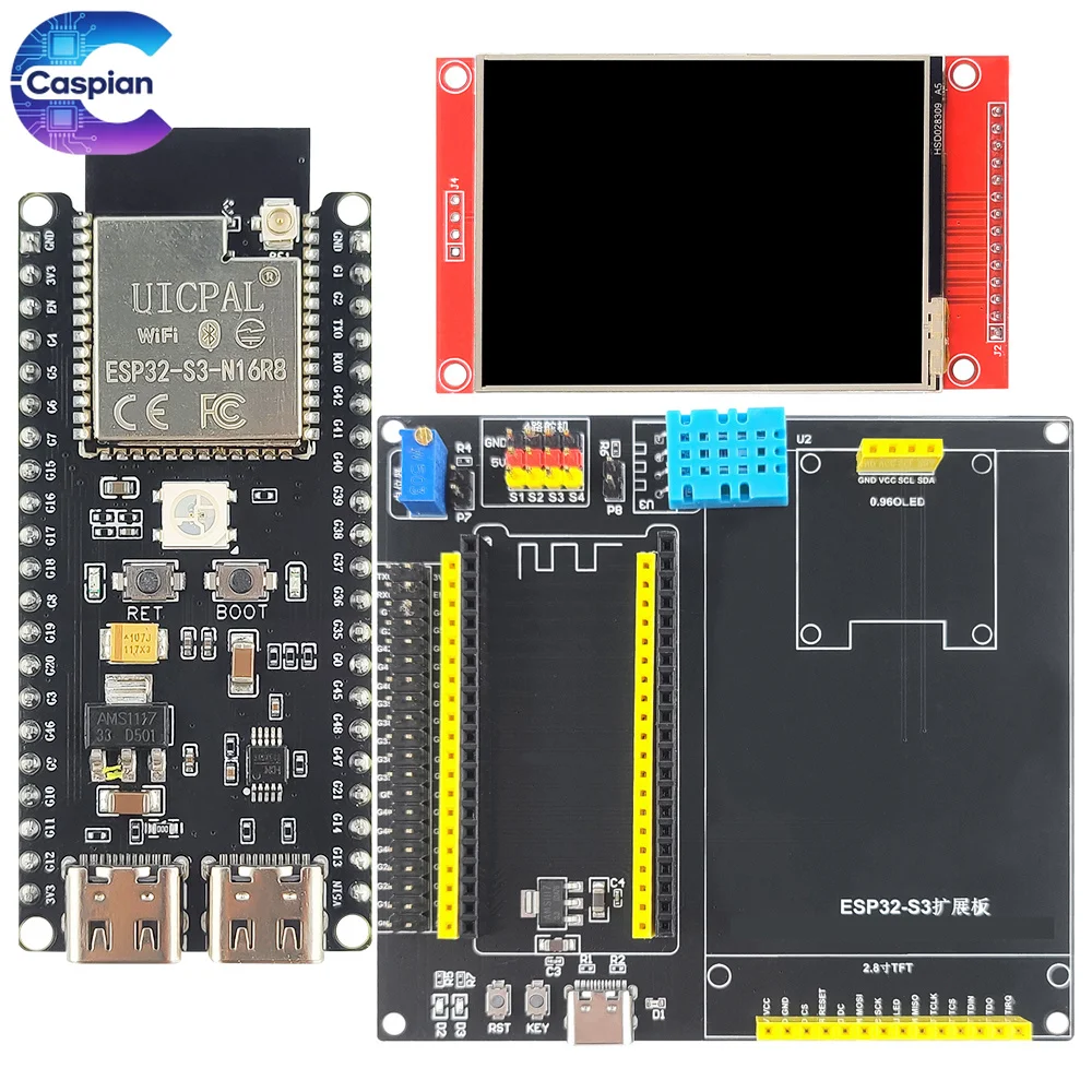 ESP32-S3-DevKitC-1 N16R8 Dev Board 2.8 Inch TFT LCD 8MB PSRAM 16MB Flash CH340C WiFi Bluetooth Type-C Module