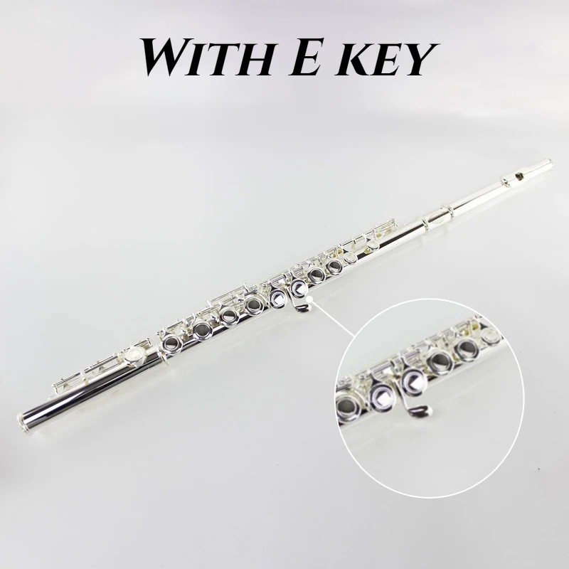 16 Holes Flute with E Key C Tuning Beginners Flutes Silver Plated Closed Hole Flute Adult Children Entry-level Split-type Flutes
