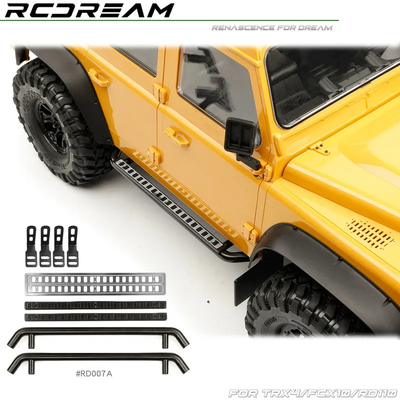 RCDream Classic Metal Side Step Rock Slider for TRX4 Defender RD110 FCX10 RC Crawler Upgrade Parts Accessories