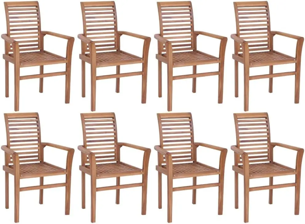 Chairs Dining Single Dining Chair Party Chairs Reception Chairs Stacking Dining Chairs 8 Pcs Solid Teak Wood Suitable For Cafe,