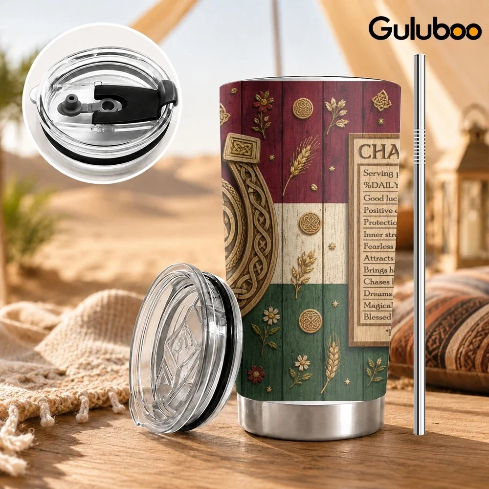 Celtic Lucky Facts Vacuum Flasks 20oz Stainless Steel Insulated Tumbler Double Wall Cup with 2 Lids Straw Travel Mug