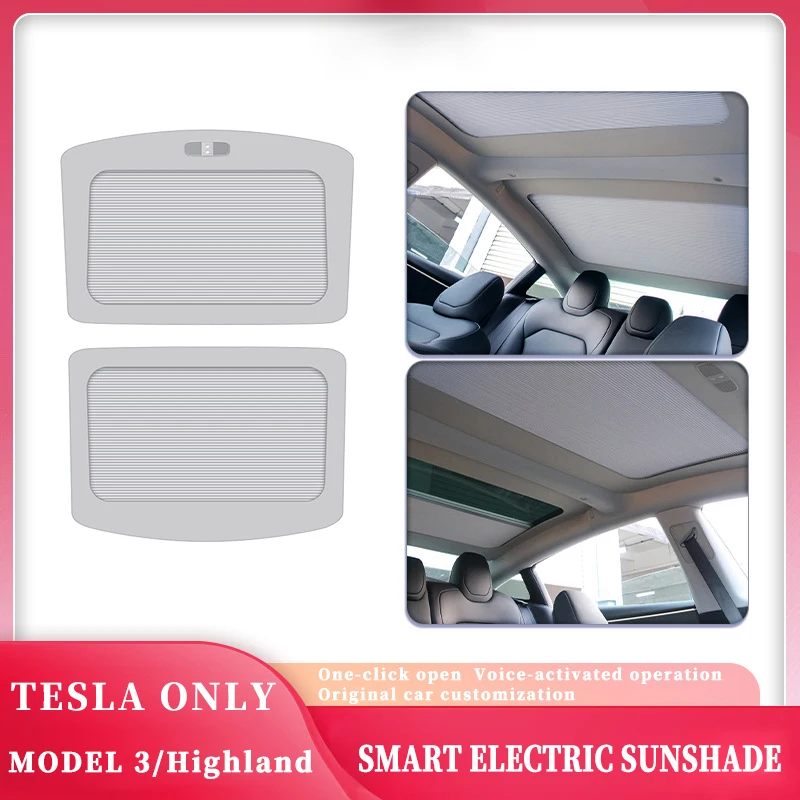 Electric Shades Roof For Tesla Model3 Highland 2024 Sunshade Sunroof Stretched Electric Shades Roof Skylight Shades  Accessories