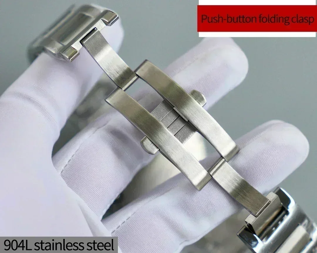 New Mens Automatic Mechanical Blue Watch 904L Stainless Steel Balloon Sapphire Leather Black Blue