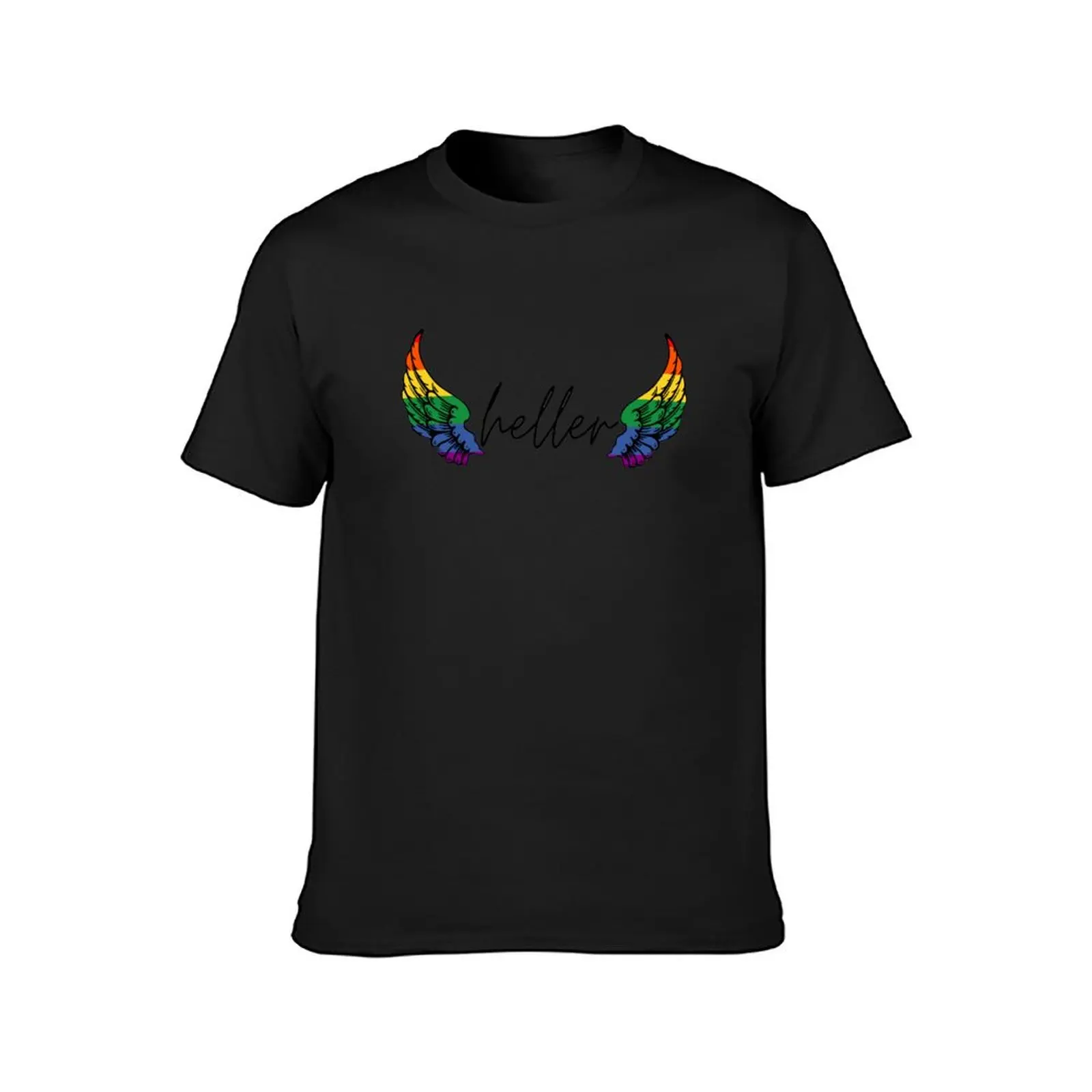 heller rainbow wings destiel T-Shirt aesthetic clothes boys animal print Men's t-shirt