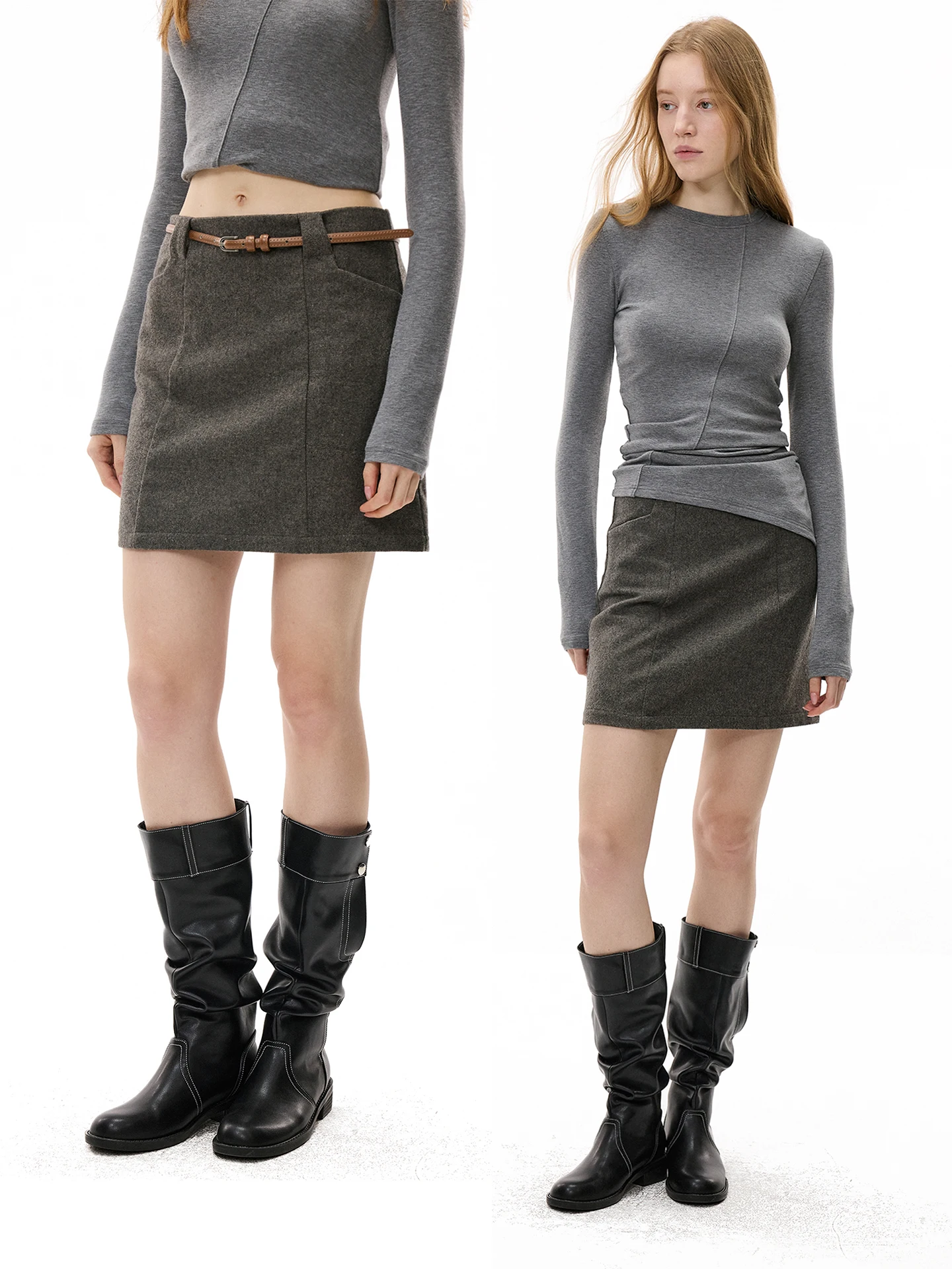 

Юбка Monroo из шерстяного твида, прямая, с разрезом, женская, зимняя, универсальная, простая, повседневная, для работы и на каждый день