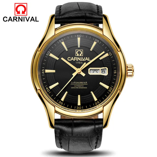 Montre CARNIVAL Mechanische Business-Uhren für Herren, Marken, Luxus-Saphir-Automatik-Armbanduhren, wasserdicht, Reloj Hombre 5