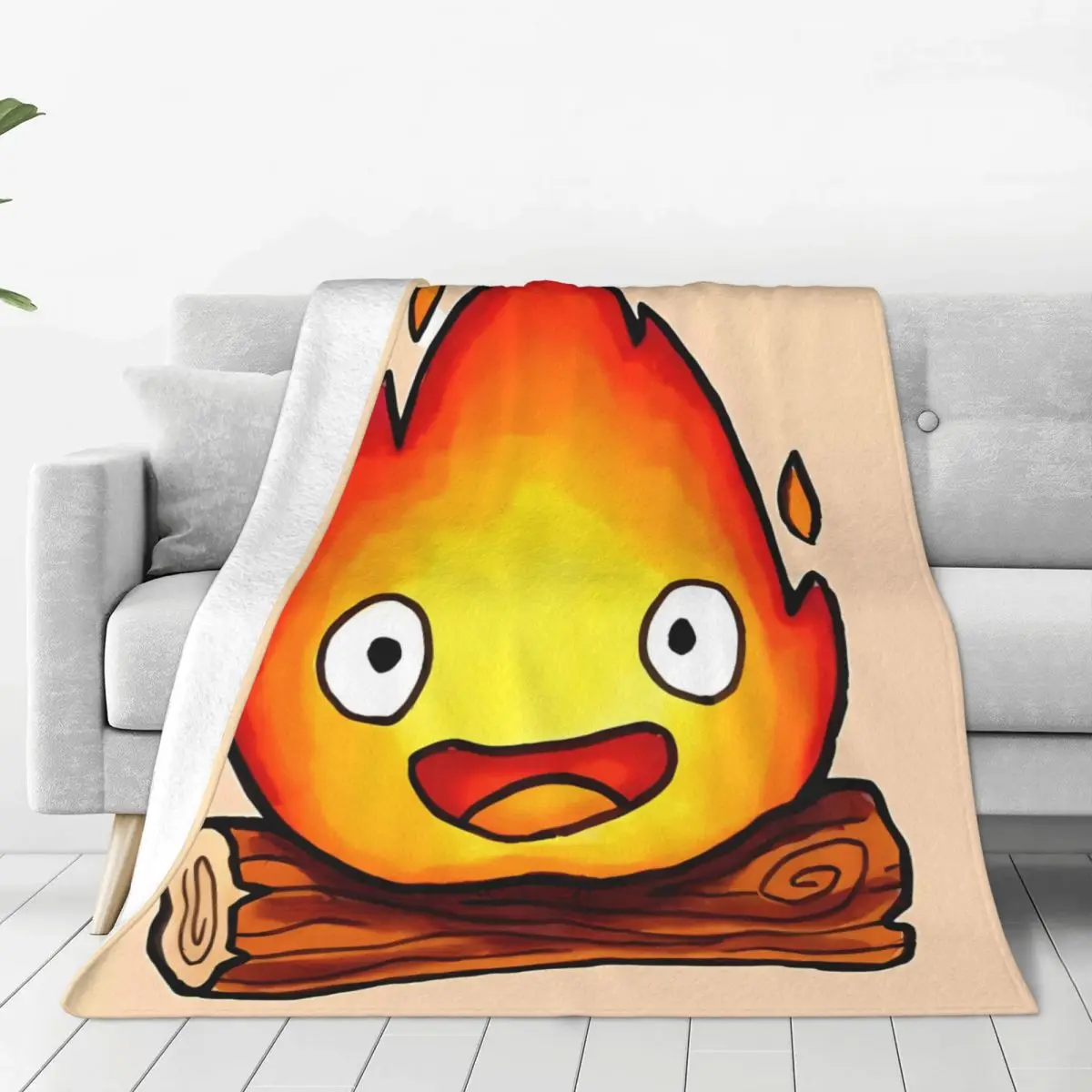 Fluffy Baby Blanket Flame Calcifer (1) Sofa Camp Nap Bedspread Cozy Flannel Blanket Bedroom Decor