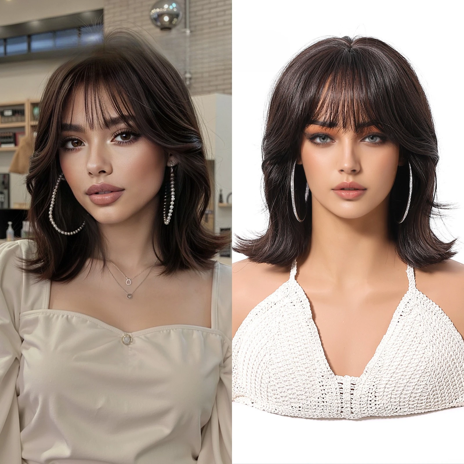 

Wig female full head cover invisible seamless external roll the whole top medium and long breathable head cover