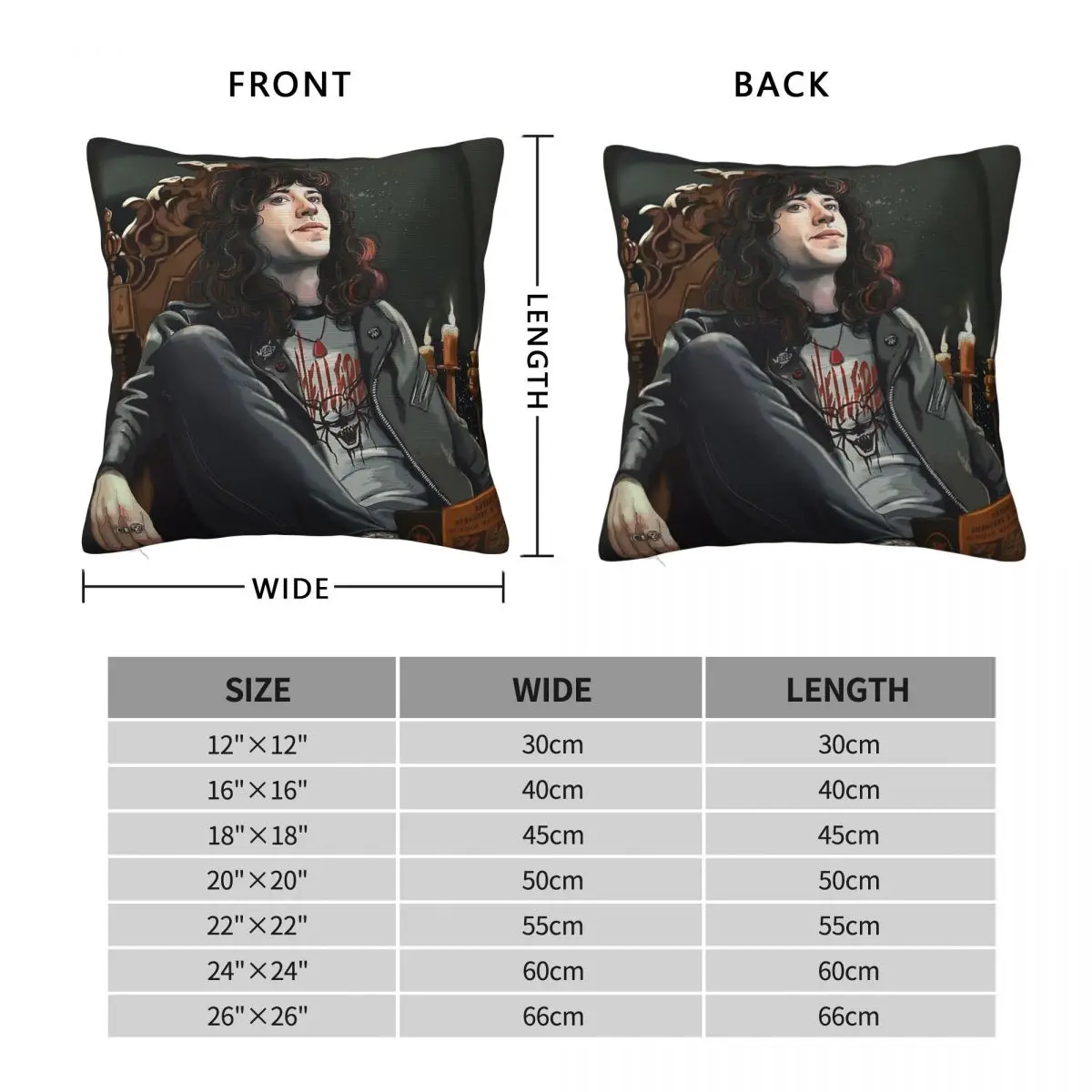King Of Hellfire Eddie Munson Square Pillowcase Polyester Linen Velvet Creative Zip Decor Bed Cushion Cover