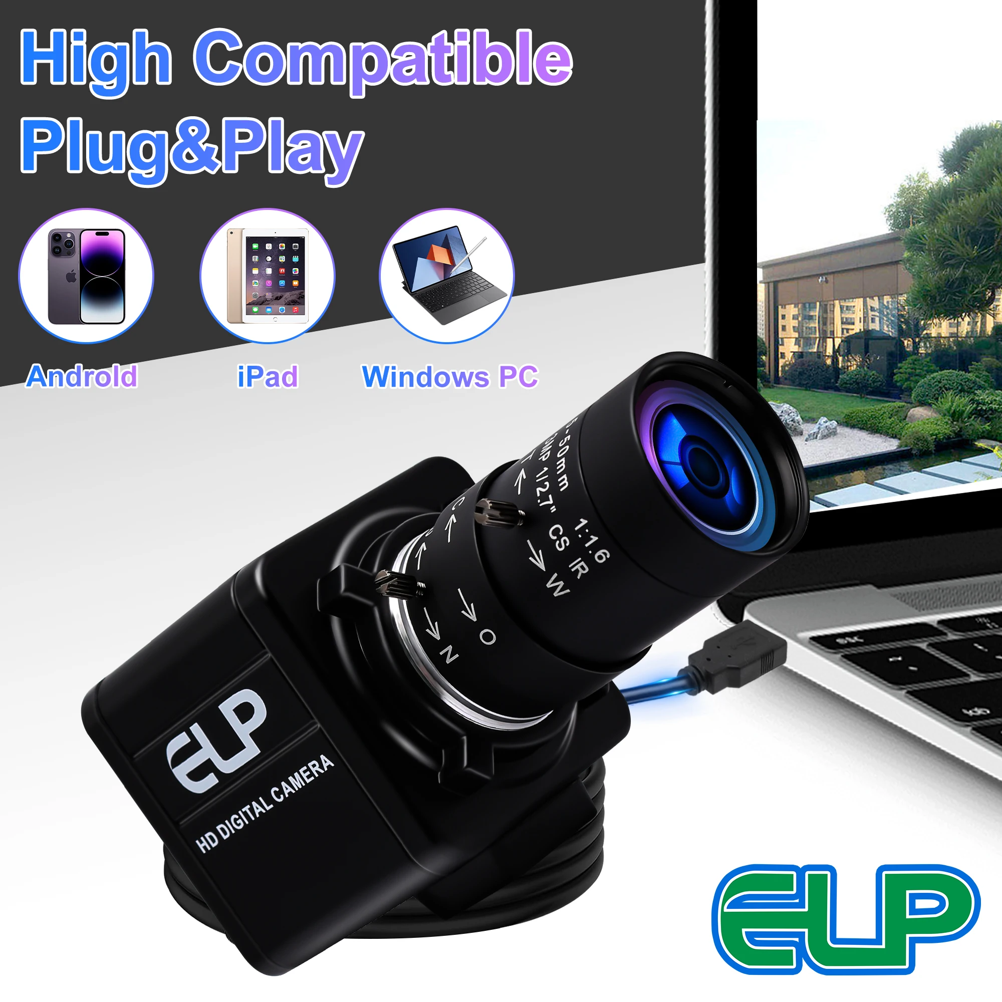 كاميرا ويب 1080P عالية الدقة CMOS OV2710 معدل إطار عالي دليل التكبير Varifocal CS عدسة الأمن كاميرا بمنفذ USB صغيرة لبث الفيديو المباشر #2