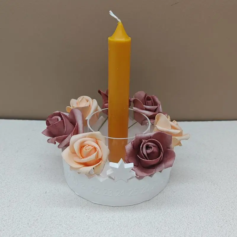 Craft Candle Holder Resin Molds Handmade Candlestick Casting Mold Candle Stand Molds With Date Display Nonstick Round