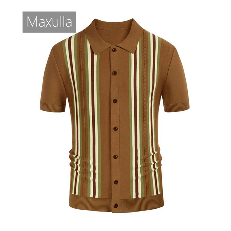 

Maxulla Summer Men's Knitted T-Shirt Outdoor Leisure Business POLO Shirt Fashion Slim Short Sleeve Top Men's Clothing