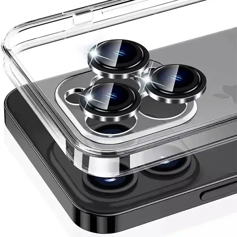 Metal Lens Ring For iPhone 15 Pro Max Camera Protector Covers For iPhone15 Plus 15Pro Max Full Cover Glass