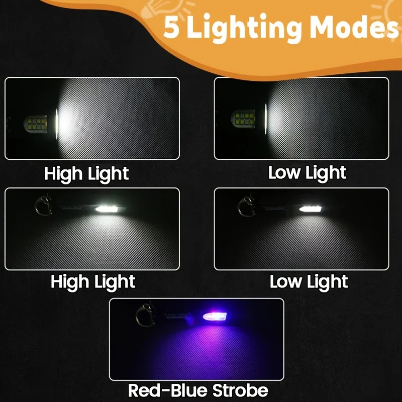 Multifunctional Mini COB LED Keychain Flashlight USB Rechargeable Hat Clip Lamp Work Light Keyring Camping Walking Pocket Lamp