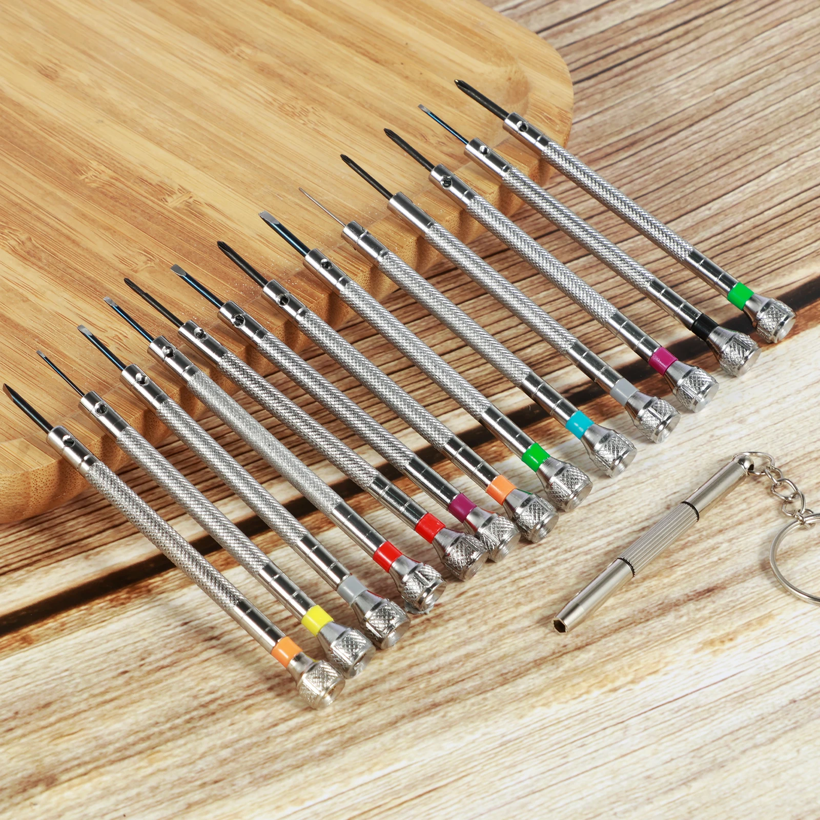 13pcs Screwdriver 0.6-2.0mm Cross Metric Flat Head Screwdriver for Watch Eyeglasses Jewelry Work Electronic Precision Repair Kit
