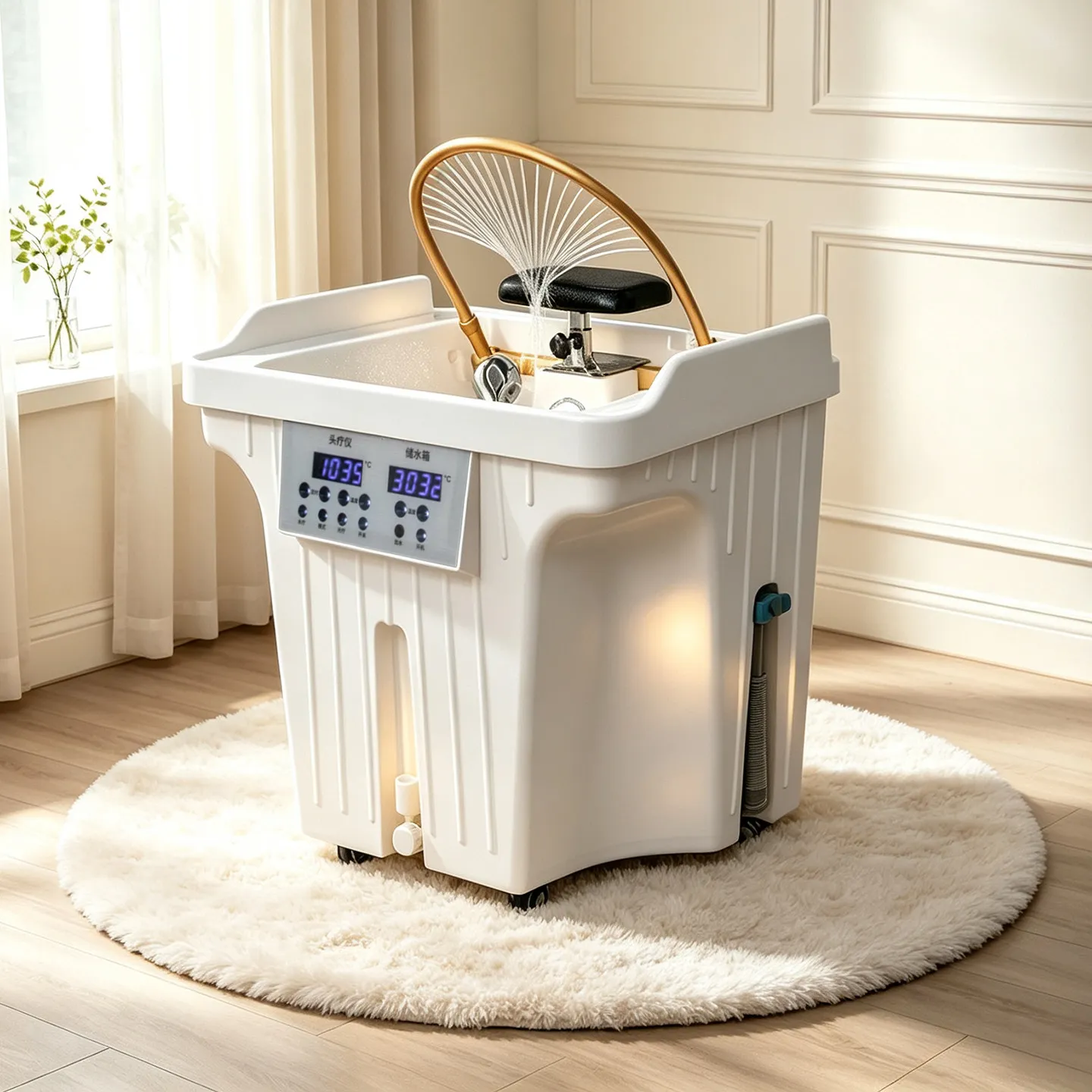 Beauty salon water storage mobile head treatment basin free of connection water special barber shop constant  water  fumigation