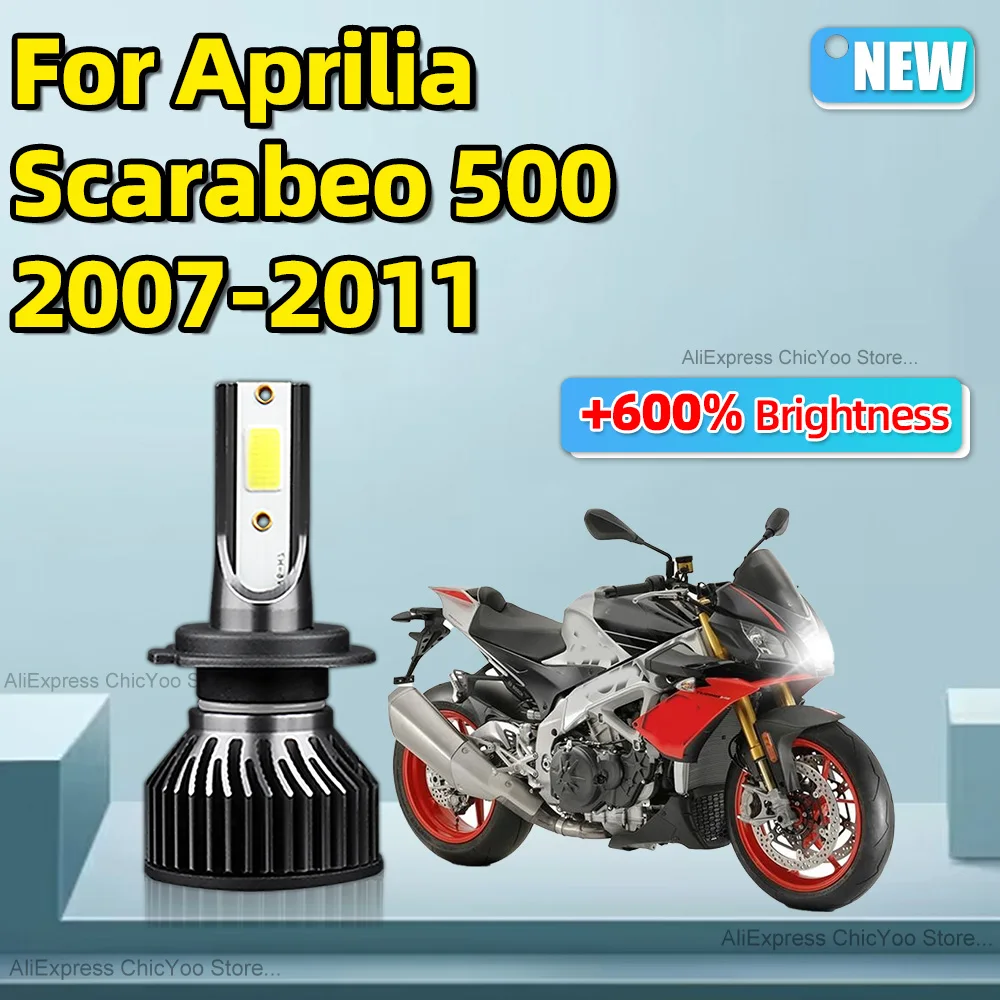 1 шт., лампа для передней фары H7, COB, 6000K, 12 В, с вентилятором для Aprilia Scarabeo 500, 2007, 2008, 2009, 2010