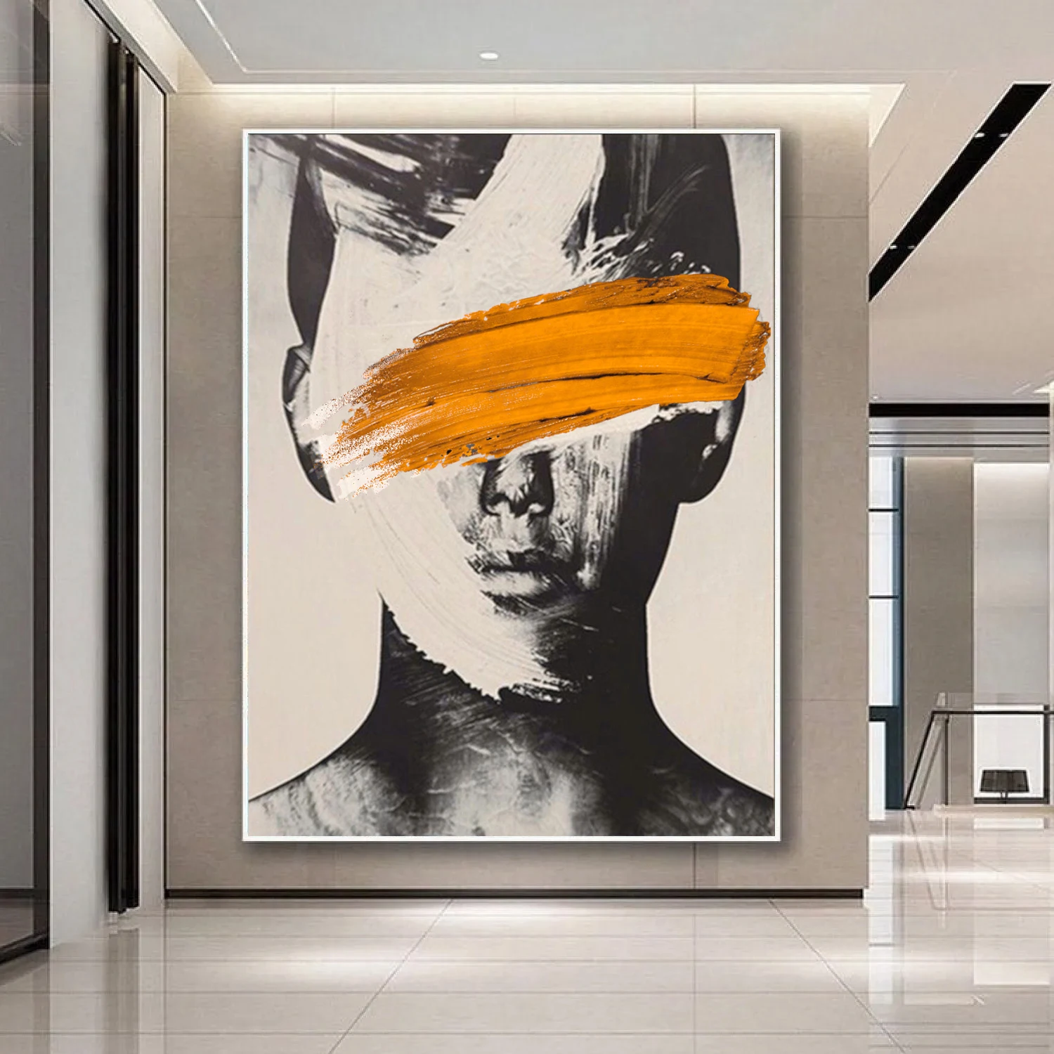 100% Handmade Black White Portrait Oil Paintings Nodic Abstract Figure Canvas Painting Artworks for Living Room Home Wall Decor