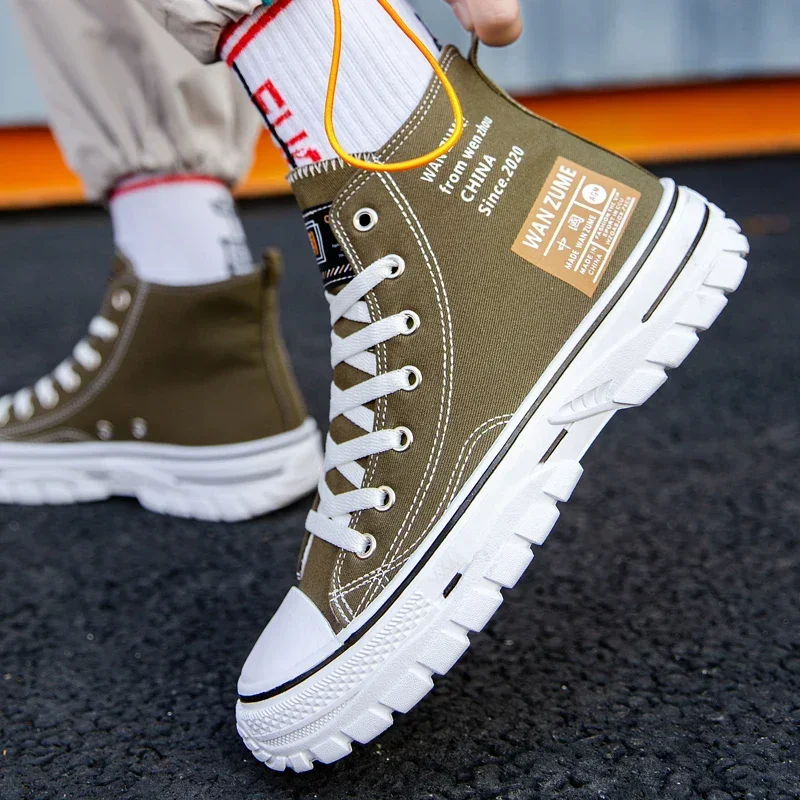

Women Men High Top Sneakers Fashion Breathable Comfortable Sport Korean Classic Vulcanized Casual Canvas Platform Shoes