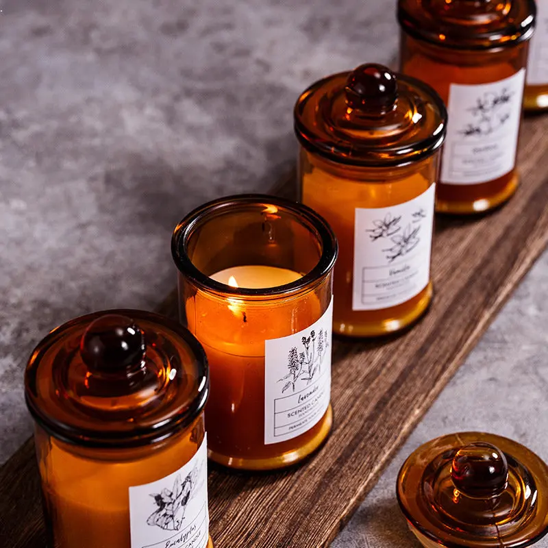 Vintage Glass Jar Scented Candle Essential Oils Soy Wax Candle Aromatherapy Room Home Decoration Birthday Xmas Gift Photo Props