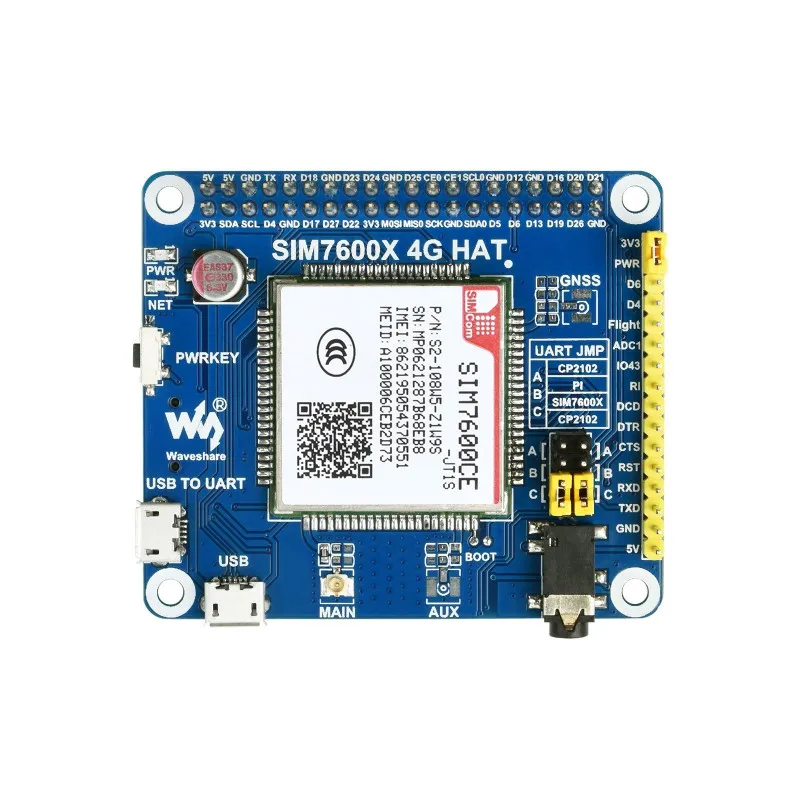 TopElec SIM7600CE-JT1S 4G HAT for Raspberry Pi, supports 4G / 3G / 2G communication, for China