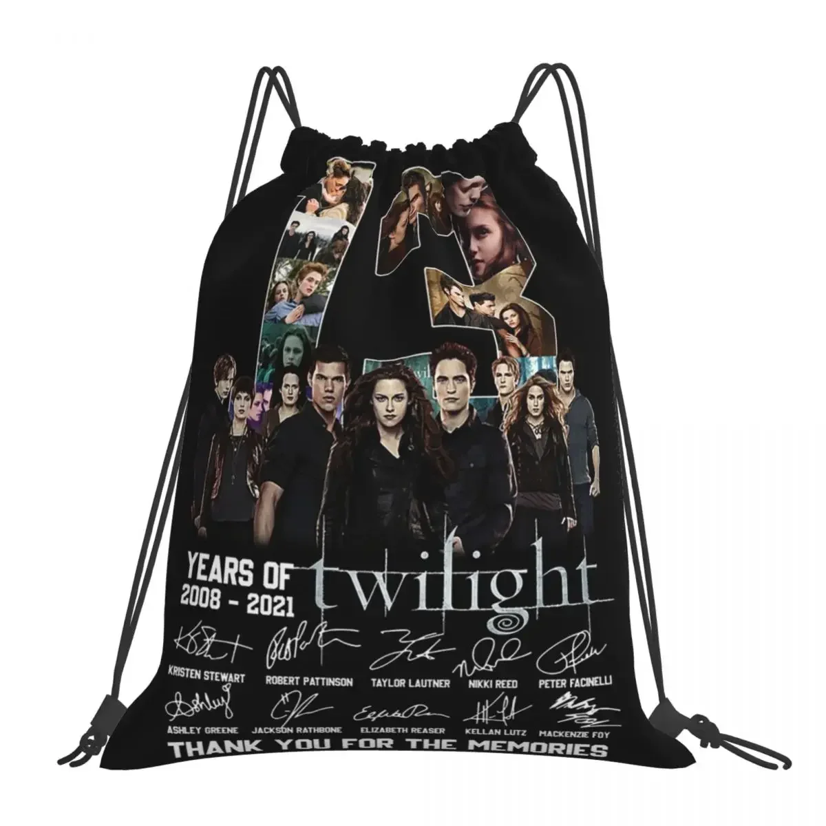 

13 Years Of The Twilight Saga Signature , Twilight Cast Backpacks Drawstring Bags Drawstring Bundle Pocket Sundries Bag BookBag