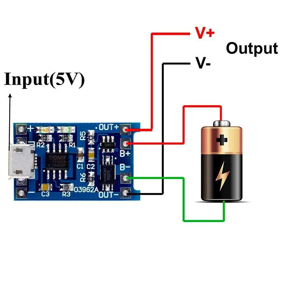 Type-C Micro Mini 5V1A 18650 TP4056 Lithium Battery Charger Module Charging Board With Protection Dual Functions 1A Li-ion