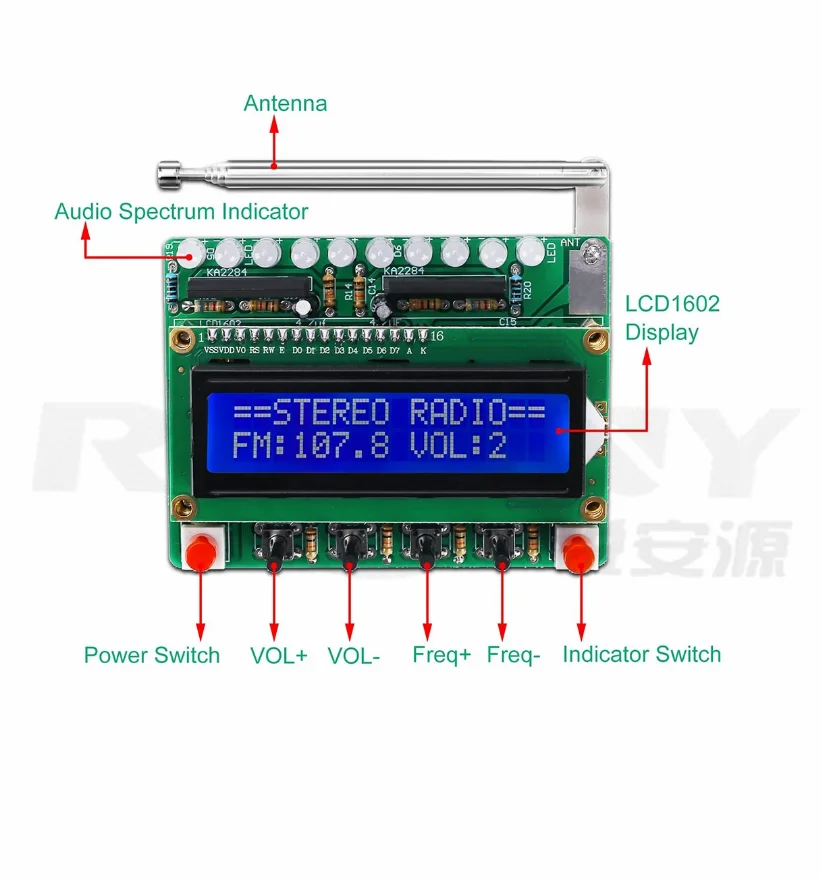 

FM Radio DIY Electronics Kit RDA5807 Digital Receiver 87-108MHZ Components Home Welding Project Practice LED flash