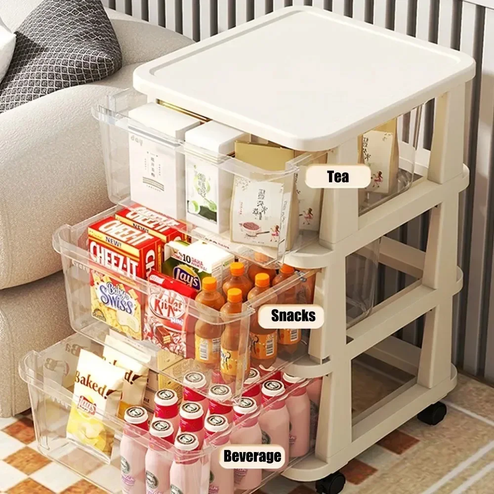 Storage Box Cabinet Drawer-type Living Room Storage with Wheels Clothes Snacks Books Organizer for Living Room Kitchen Organizer