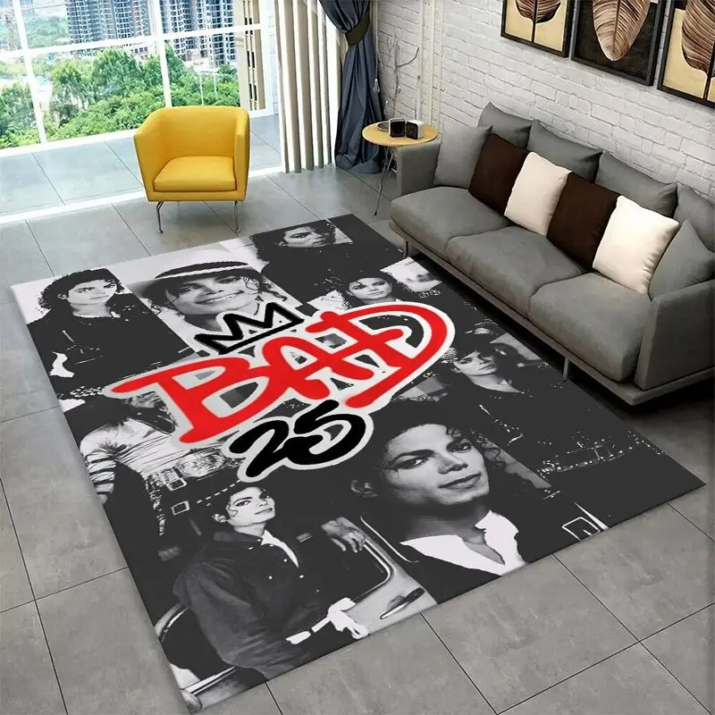 Retro MJ Michael Jackson King of Pop Non-Slip Area Rug for Living Room,Bedroom,Playroom,Carpet Floor Mat Home Decor Rug  Room