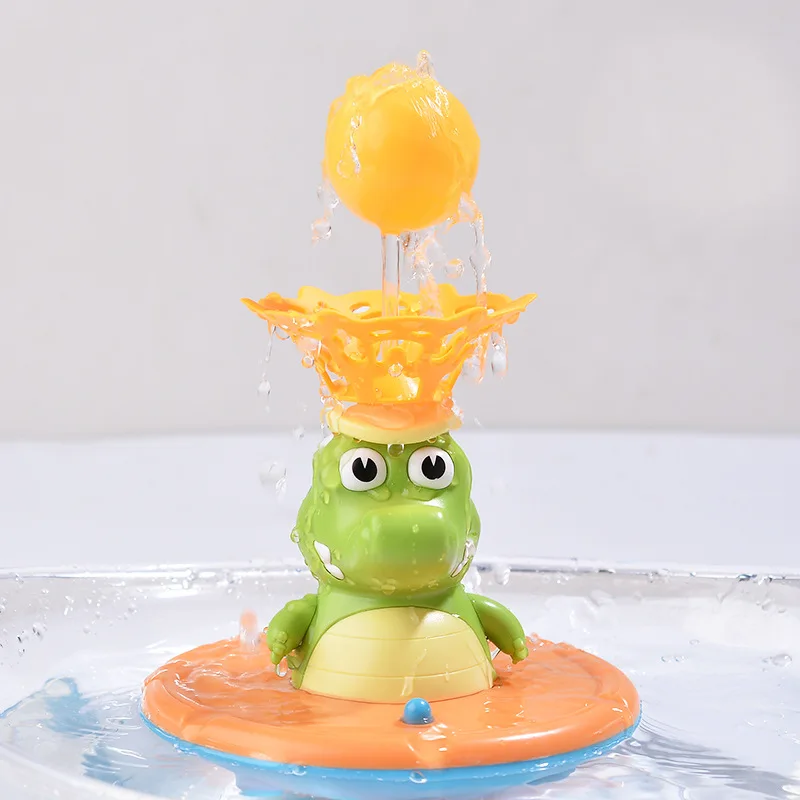 Fountain Crocodile Baby Bath Toys for Toddlers Spray Water Sprinkler Light Up Electric Automatic Floating Rotating Bathtub Toy