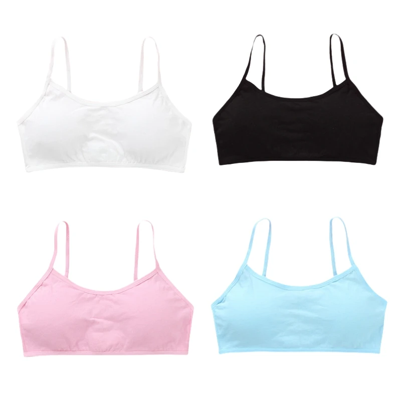 

2pc/Lot Young Girls Solid Soft Cotton Bra Puberty Teenage Breathable Underwear Kid Cloth