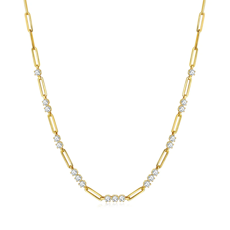 

Total 8.8ct 4.5mm Round Full Moissanite Diamond Necklace for Women 925 Sterling Silver Clip Neck Chain Adjustable