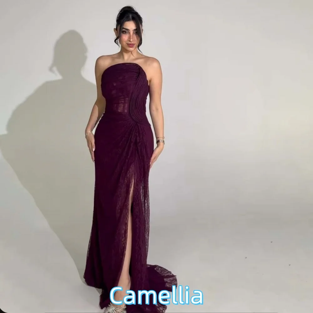 

Customized Exquisite A-line Evening Dress Charming Lace Applique Prom Dress Boat-neck Ruffles Party Gown فساتين سهرة فخمة 2025