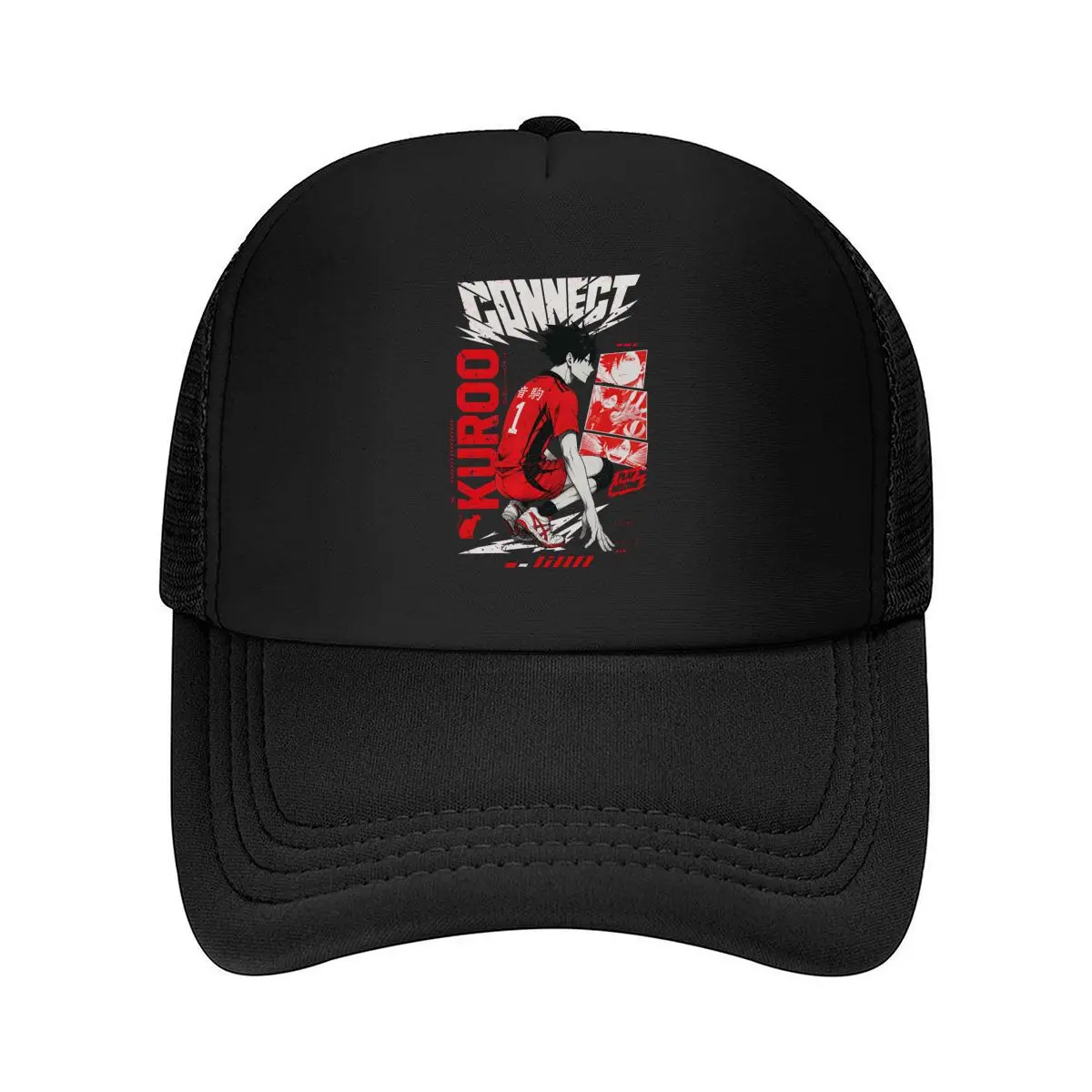 Dynamic Anime Volleyball Tribute Pos Mesh Baseball Cap Polyester Forward Observations Hat Adjustable Golf Hat Summer