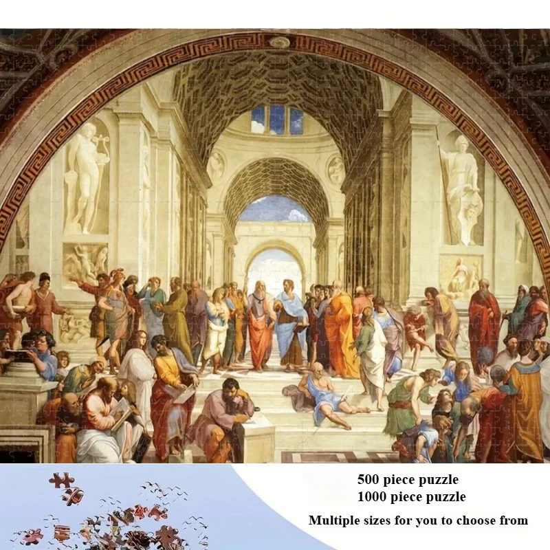 Large Size Jigsaw Puzzle 500/1000/1200/2000 Pcs School of Athens Famous Jigsaw Puzzles for Adults Stress Relief Toys Gift