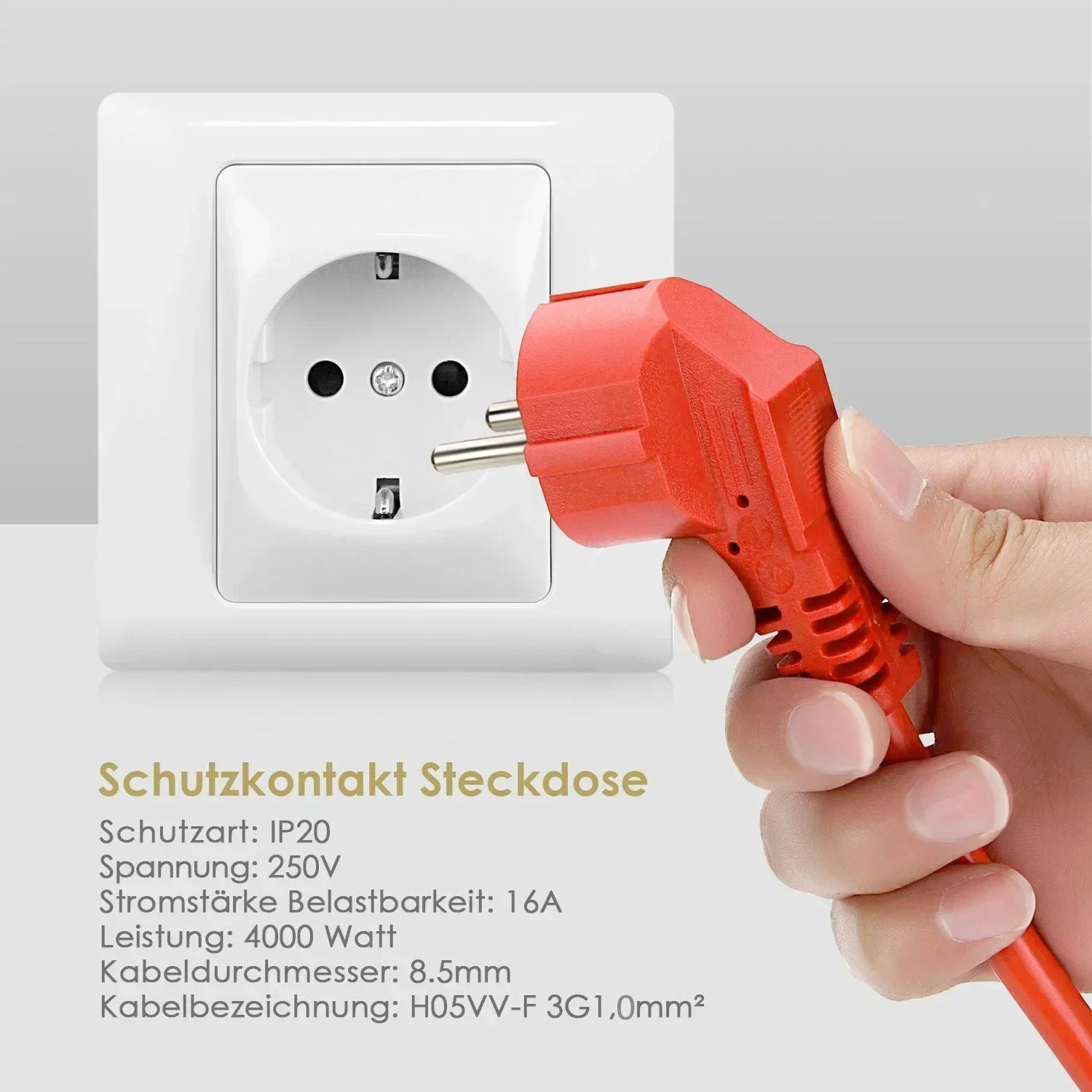 電源タップ延長コード5/10/20mケーブル16A euアウトレット4000ワット電気schuko 1.0ミリメートル赤の屋内屋外のプラグソケットエンジニアリング