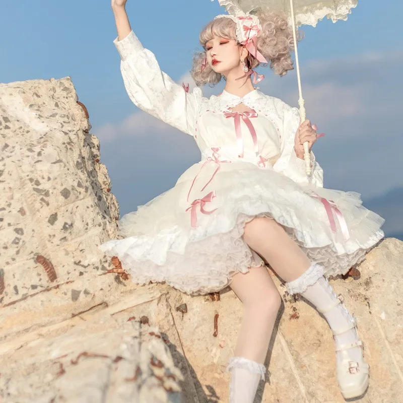 Robe de soirée japonaise Sweet Lolita Op pour femmes, robes de princesse gothiques élégantes à manches longues, robes de soirée thé Harajuku pour filles, Kawaii