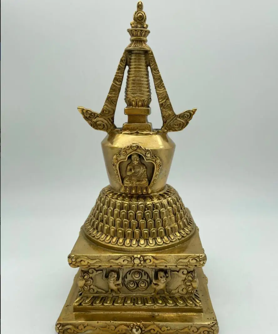 

Pure copper relic pagoda Buddha Pagoda with Tibetan relic son gawu box Tibetan auspicious eight pagoda ornament Bodhi pagoda