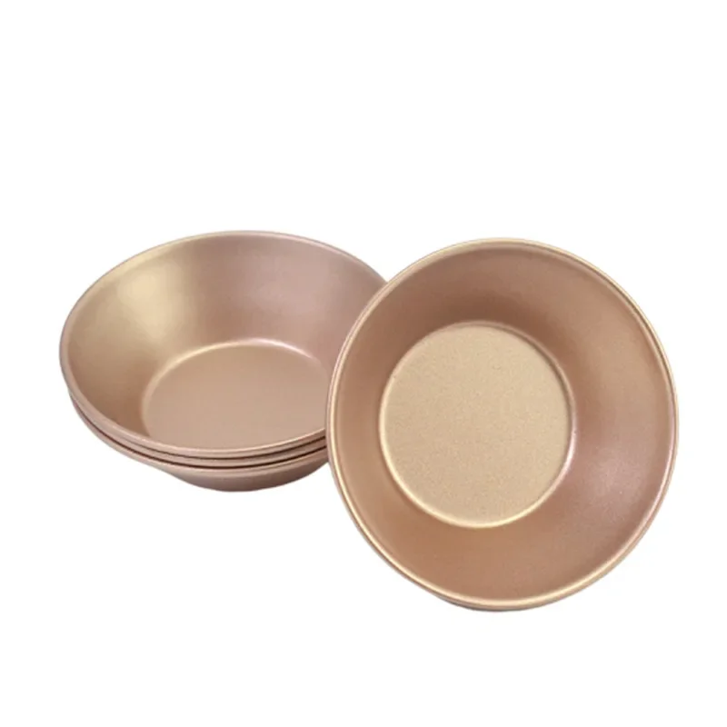 Mini Pudding Pan Set, Non-Stick Egg Tart Mold Round Mini Cake and Loaf Bakeware for Oven and Instant Pot Baking (Champagne Gold)