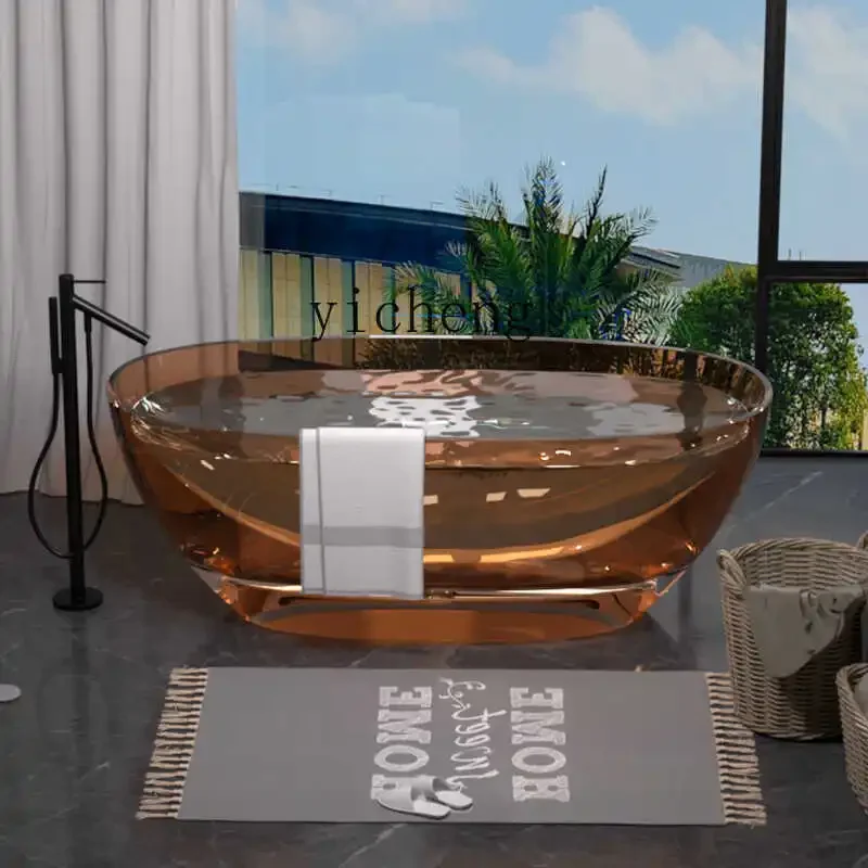 transparent resin bathtub household independent integrated crystal cylinder oval bathtub