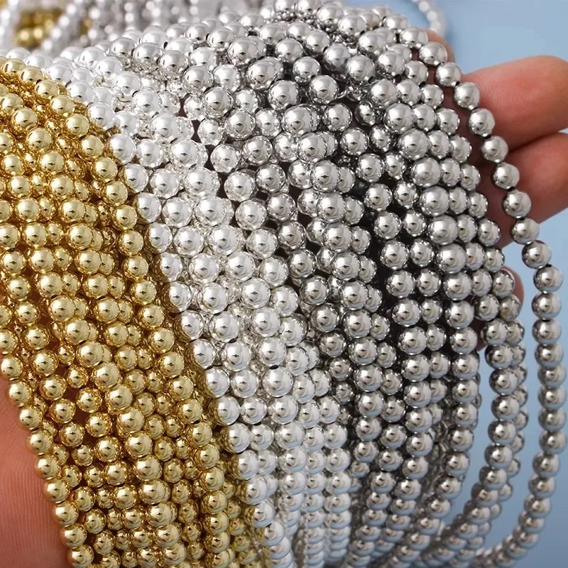 Simple DIY Material Metal Separation Bead Vintage Golden Silver Round Through Hole Beads Jewelry Components Handmade Accessories image 2