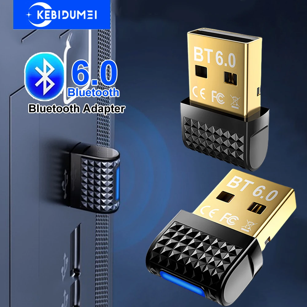 Bluetooth 6.0 Adapter Wireless Audio Transmitter Receiver USB Dongle for Car Headphone Speaker Windows 8.1/10/11 Driver Free