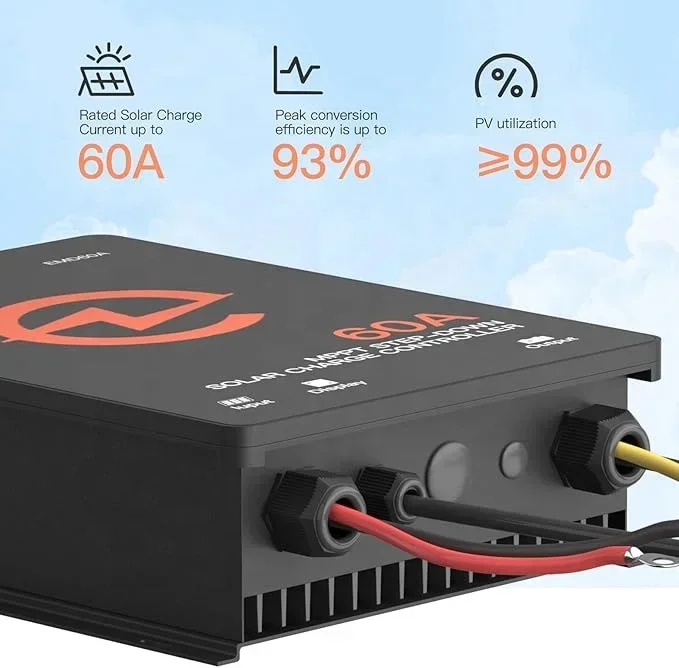 CE Certified ELEJOY EMD60A 2700W Adjustable MPPT Solar Charge Controller 12/24/36/48V 99% LCD Display 50A/60A Smart Buck Type