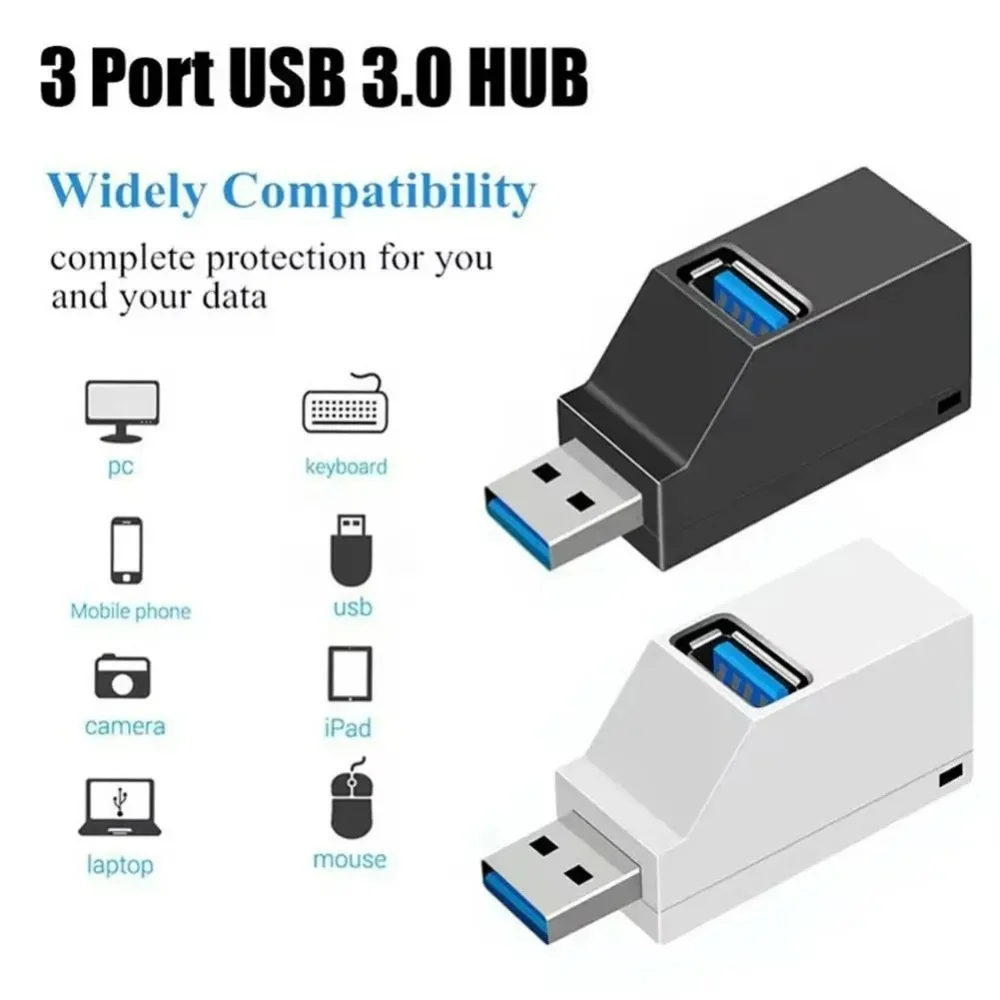 3 Ports Rotatable USB Hub 3.0 Splitter Box USB 2.0 Multiple Expander Data Transfer Hub For Computer Laptop MacBook Accessories