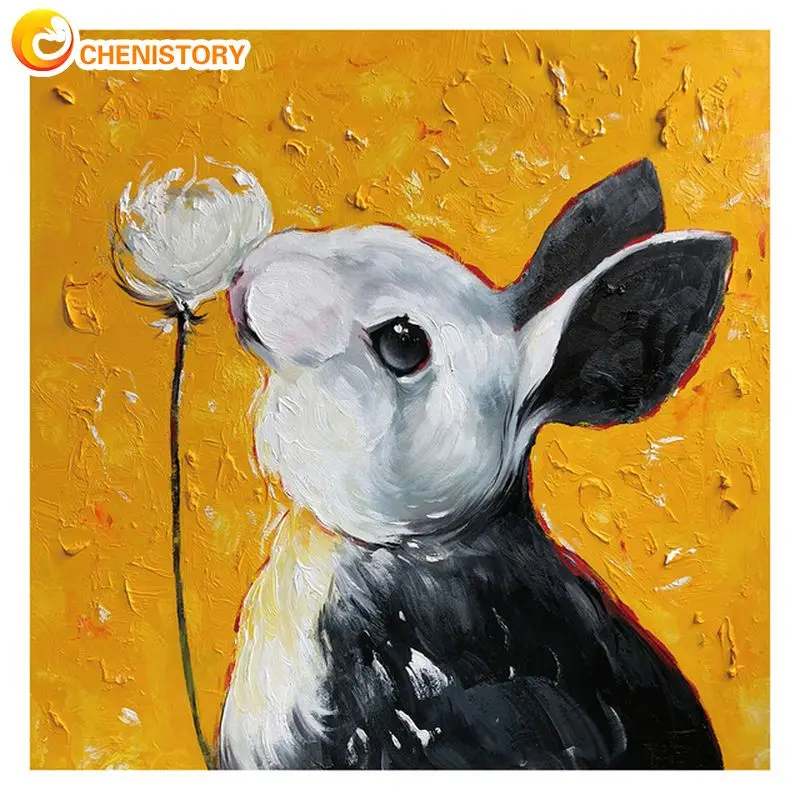 

CHENISTORY Modern Painting By Numbers Handmade Acrylic Paints Rabbit Pictures By Numbers For Adults Diy Gift Wall Art On Canvas